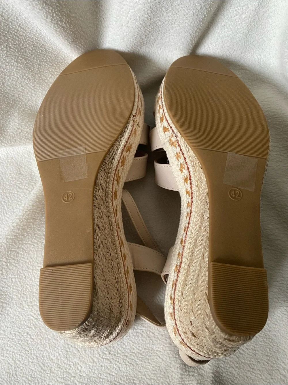 Neutral Beige Wedge Espadrille Sandals with Ankle Strap